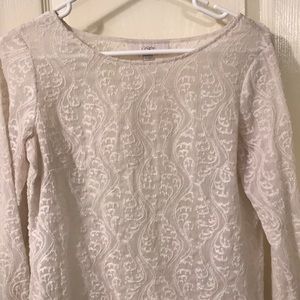 Loft XS Sheer Ivory embroidered blouse